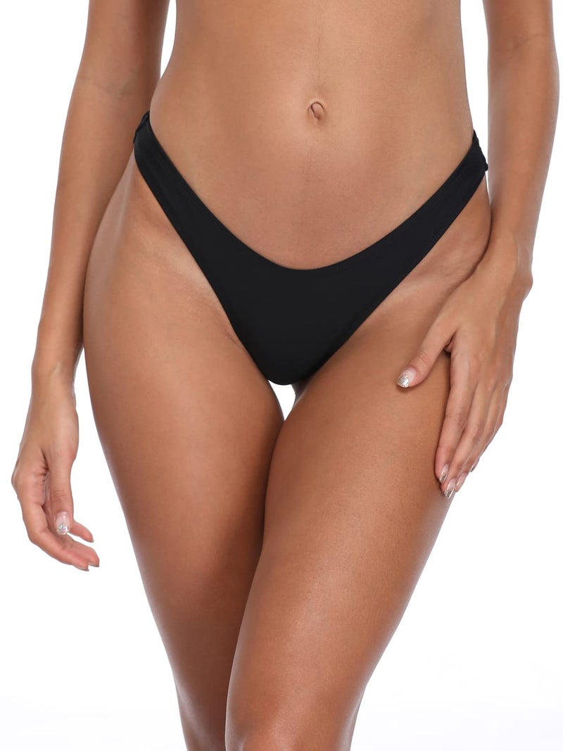 RELLECIGA Women's Black High Cut Thong Bikini Bottom Size XX-Large - Image 1